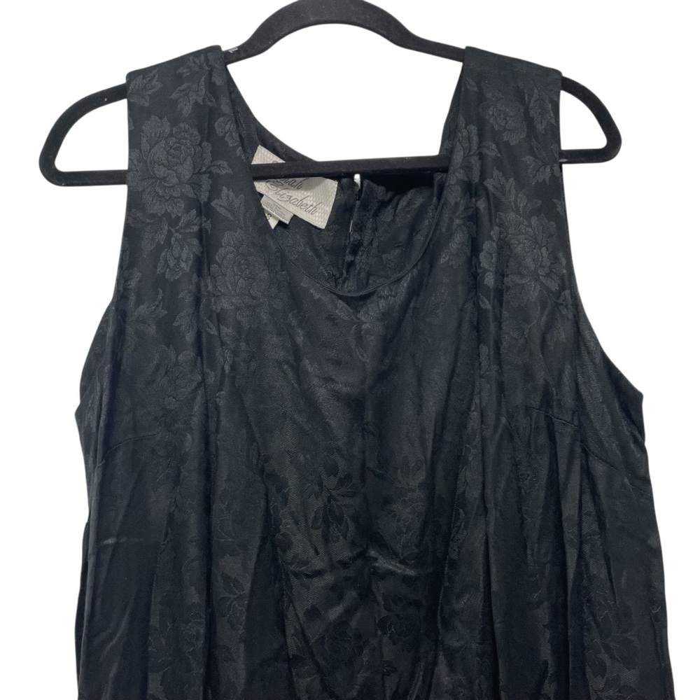 Vintage Sarah Elizabeth 1990s Black Rose Jacquard Sleeveless Rayon Maxi Dress - Picture 3 of 7